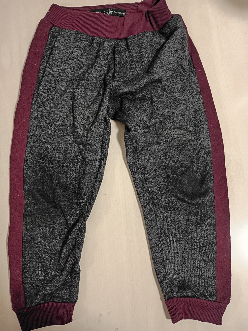 Beverly Hills Polo Club Gray Joggers with Burgundy Side Panels Size 5/6